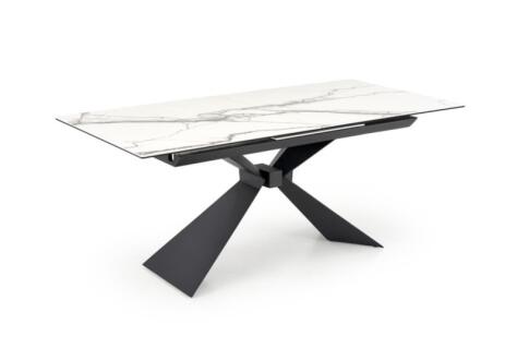 Стол обеденный HALMAR LUCIANO белый мрамор/черный 180-230/90