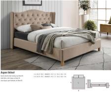 Кровать SIGNAL ASPEN Velvet Bluvel 28 бежевый/дуб 160/200