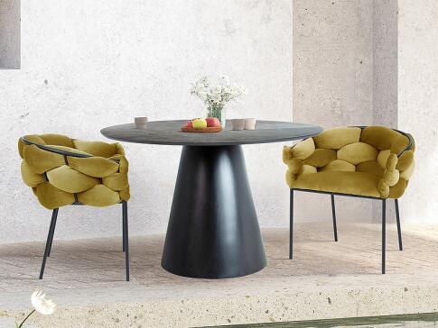 Стол обеденный SIGNAL ANGEL эффект серого мрамора/черный мат 120