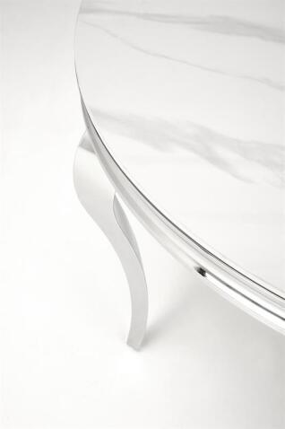 Стол обеденный HALMAR REGINALD белый мрамор/серебряный 120