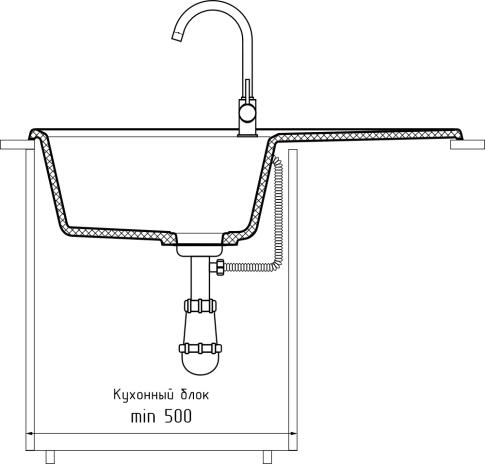 Кухонная мойка GRANFEST UNIQUE U-840L графит