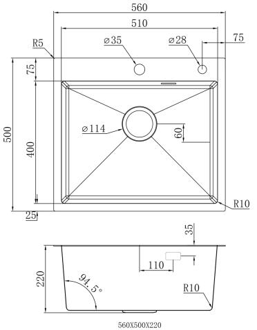 Кухонная мойка из нержавейки BLANTEK VS-5650S Brushed