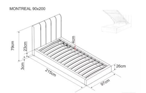 Кровать SIGNAL MONTREAL Velvet tap. 192 серый, 90/200
