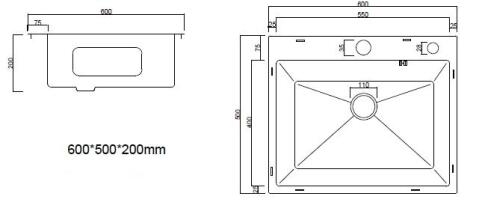 Мойка ARFEKA ECO AR 600*500 SATIN