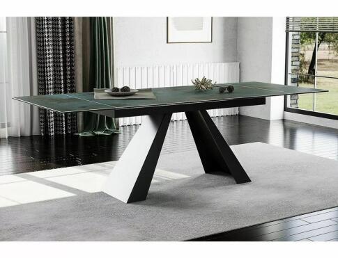 Стол обеденный SIGNAL SALVADORE Ceramic Ossido Verde бирюзовый/черный мат 160-240/90