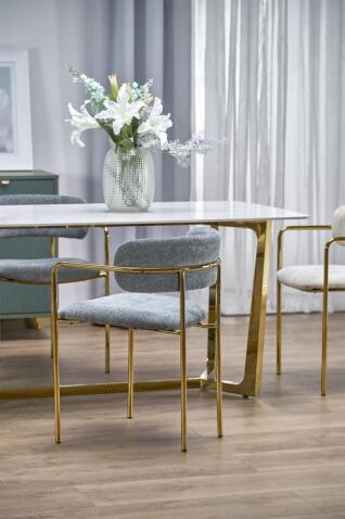 Стол обеденный HALMAR CLEMENTE белый мрамор/золотой 160/90