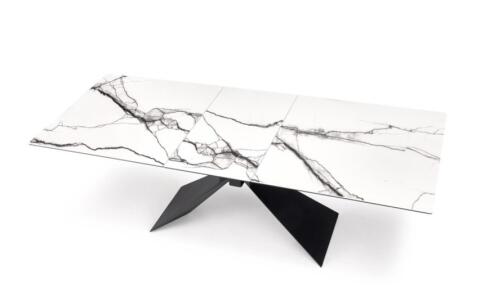Стол обеденный HALMAR LUCIANO белый мрамор/черный 180-230/90