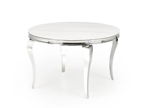 Стол обеденный HALMAR REGINALD белый мрамор/серебряный 120