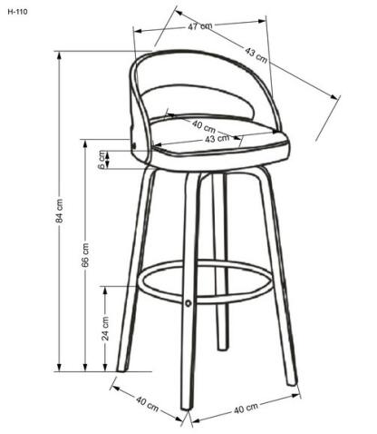 Стул барный HALMAR H110 кремовый/ореховый