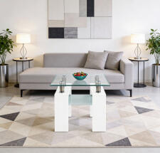 Стол журнальный HALMAR DIANA H KWADRAT прозрачный/белый, 60/60/55