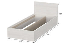 Кровать NN Мебель МСП 1 Ясень Анкор светлый 90/200 (серия 2)