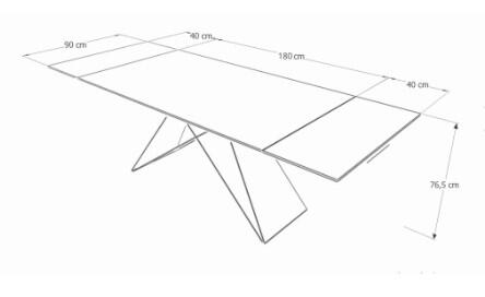 Стол обеденный SIGNAL WESTIN III Ceramic белый мрамор/черный мат 180-260/90