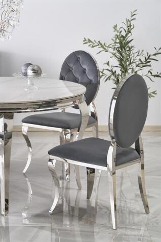 Стол обеденный HALMAR REGINALD белый мрамор/серебряный 120