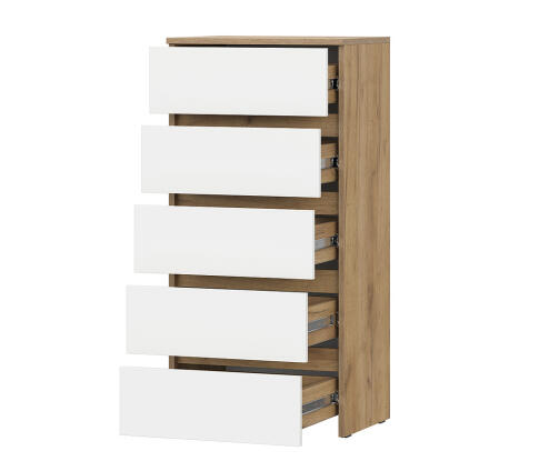 Комод NN Мебель (МС Некст К) Дуб Золотой/Белый, 5 ящиков