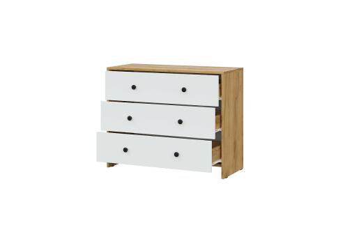 Комод NN Мебель (МС Дольче К) 3 ящика Дуб Золотой/Белый