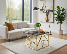 Стол журнальный SIGNAL ESCADA B II эффект черного мрамора/золотой, 55/55/55