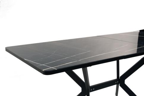 Стол ВВР Миллер Мрамор черный 3/черный №7, стекло 120-160/80