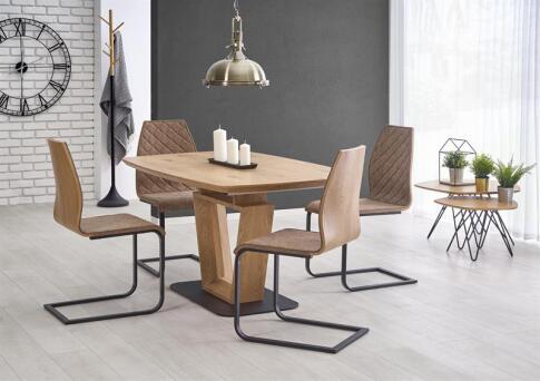 Стол обеденный HALMAR BLACKY золотой дуб/золотой дуб 160-220/90