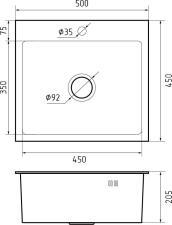 Кухонная мойка из нержавеющей стали GRANFEST METAL 5045 PVD графит