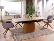 Стол обеденный SIGNAL MONACO травертин/дуб 160-200/90