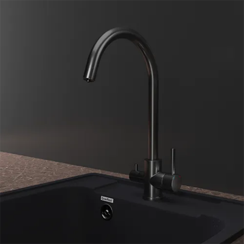 Смеситель для кухни GRANFEST QUARZ Z-5420  PVD графит