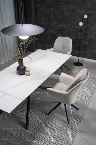 Стол обеденный HALMAR VITORINO белый мрамор/черный 160-220/90