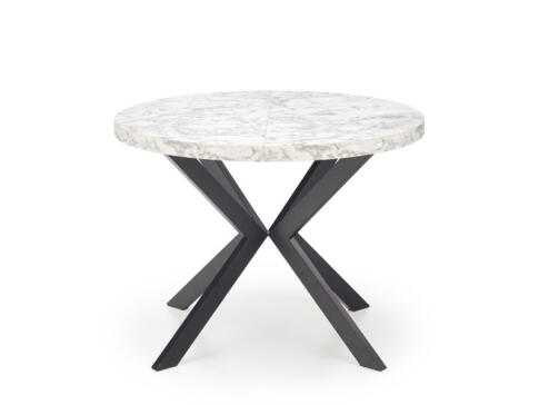 Стол обеденный HALMAR PERONI белый мрамор/черный 100-250/100
