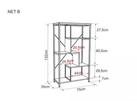 Стеллаж SIGNAL NET B орех/черный 132/75