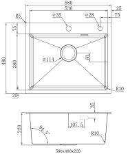 Кухонная мойка из нержавейки BLANTEK LS-5848SN Snake texture