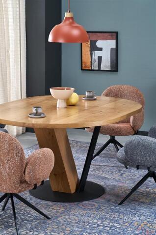 Стол обеденный HALMAR FANIS OKRAGLY натуральный/черный 120-160/120