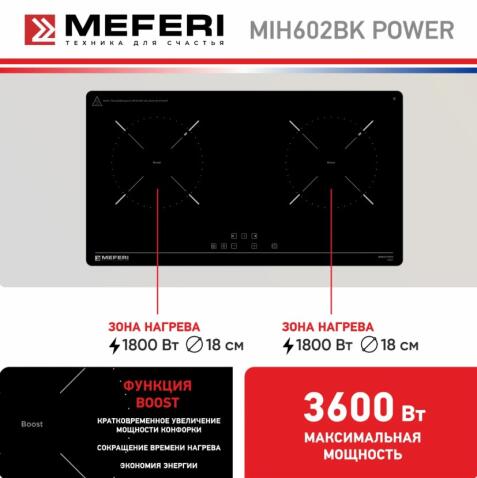 Варочная панель индукционная MEFERI MIH602BK POWER