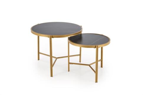 Комплект HALMAR FATIMA (2 стола журнальных) черный мрамор/золотой