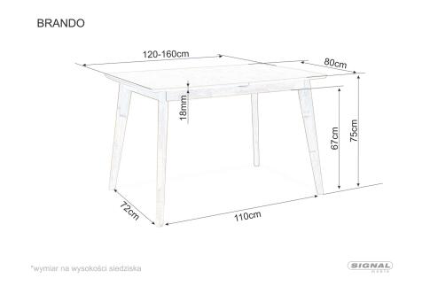 Стол обеденный SIGNAL BRANDO дуб/дуб 120-160/80