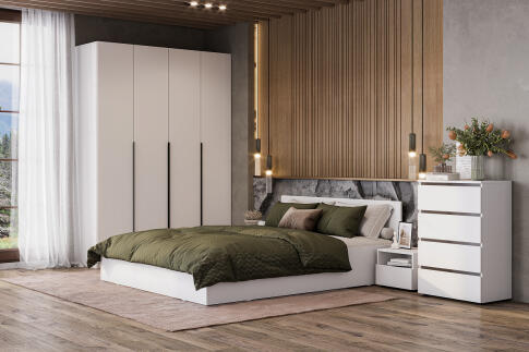 Комод NN Мебель (МС Токио) Белый текстурный, 4 ящ.