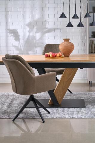 Стол обеденный HALMAR FANIS натуральный/черный 160-220/90