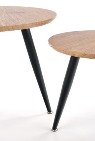 Комплект HALMAR MENTONA 2  (2 стола журнальных) дуб золотой/черный, 40/41 и 59/48