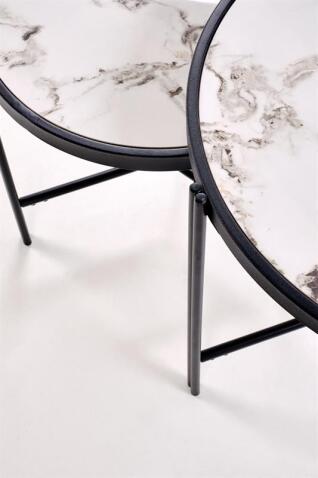 Комплект HALMAR FATIMA (2 стола журнальных) белый мрамор/черный