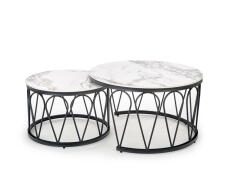Комплект HALMAR FORMOSA (2 стола журнальных) белый мрамор/черный, 60/40 и 80/47