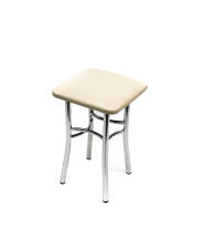 Табурет ВВР Квадрат ваниль/хром, экокожа