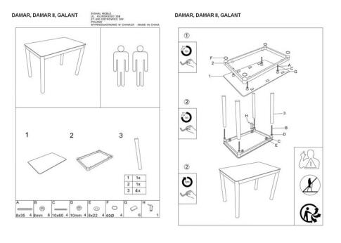Стол обеденный SIGNAL DAMAR белый 80/60