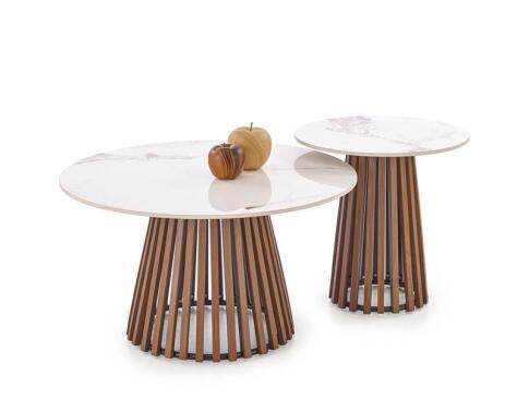 Стол журнальный HALMAR CARINA S бежевый мрамор/орех