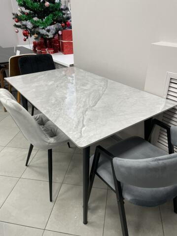 Стол обеденный SIGNAL IVY серый/черный 140/80