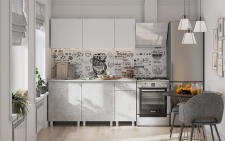 Кухонный гарнитур NN Мебель "КГ-1" (1,6 м) Белый/Белый/Цемент светлый/Антарес