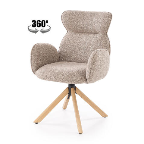 Стул HALMAR K585 темно-бежевый/дуб натуральный, поворотный