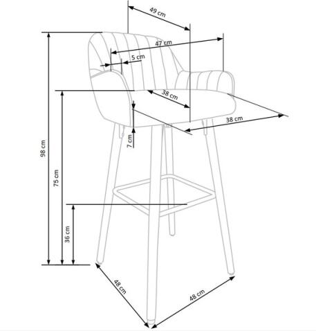 Стул барный HALMAR H93 темно-серый/орех
