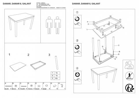 Стол обеденный SIGNAL GALANT черный/черный 100/60