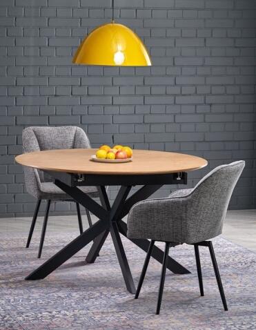 Стол обеденный HALMAR ACORD натуральный/черный 120-200/120