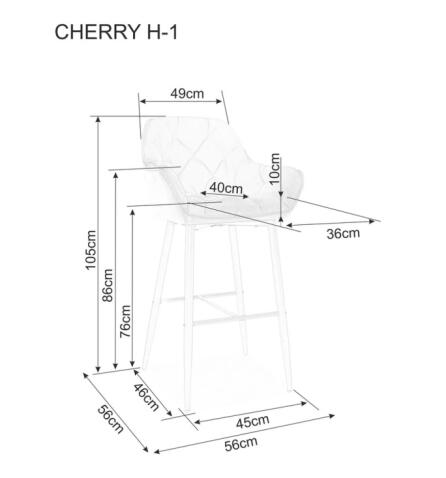 Стул барный SIGNAL CHERRY H-1 Velvet Bluvel 19 черный/черный