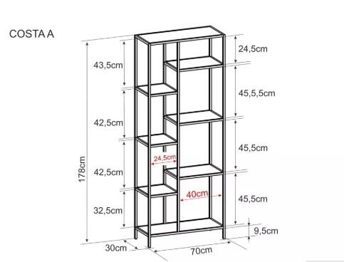 Стеллаж SIGNAL COSTA A черный 178/70