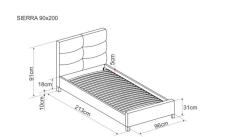 Кровать SIGNAL SIERRA Velvet tap. 150 серый/дуб, 90/200